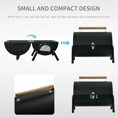 Outdoor Charcoal BBQ Grill, Tabletop Folding Barbecue, 17.3" x 9.8" x 14", Black Charcoal BBQ Grils at Gallery Canada