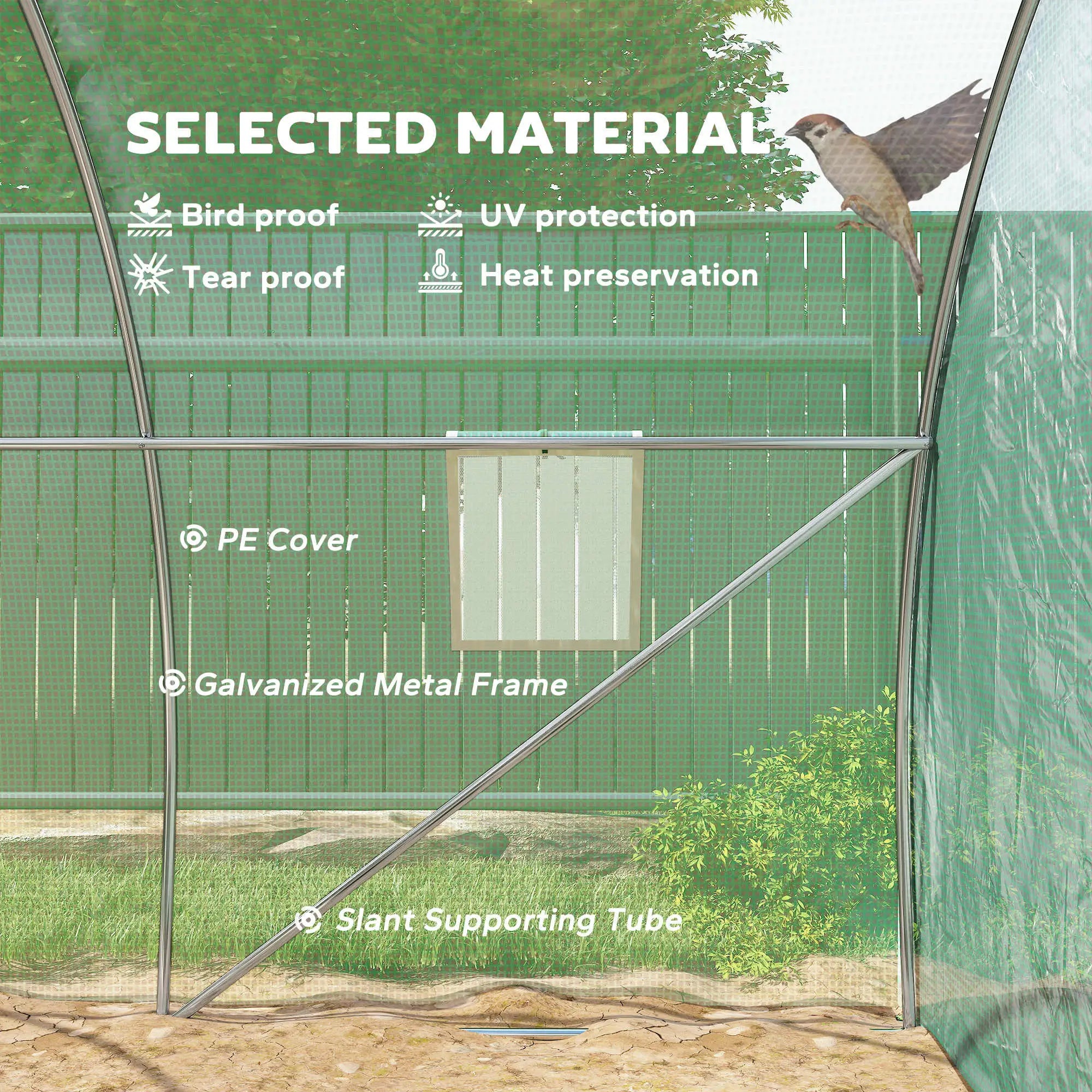 Walk-In Tunnel Greenhouse, 10' x 10' x 7', 4 Windows, Zipper Door, Green Walk In Greenhouses at Gallery Canada