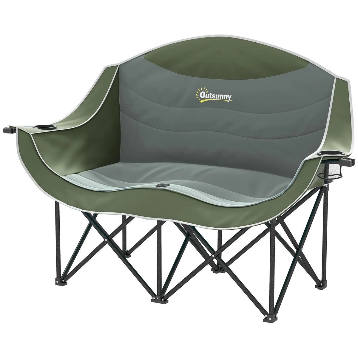 Portable Camp Chair, Double With Cup Holders, Carry Bag, 551 lbs, Dark Green Picnic Tables & Camping Chairs Dark Green at Gallery Canada