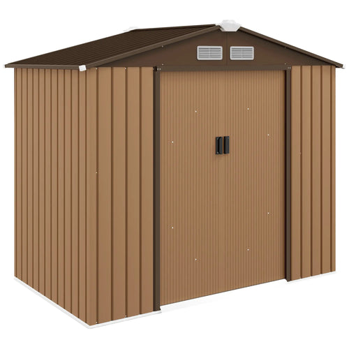 7' x 4' x 6' Garden Storage Shed, Metal Tool House, Yellow