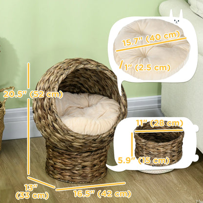 Wicker Cat Bed With Cushion, Stand, Indoor, Dark Brown Cat Houses at Gallery Canada
