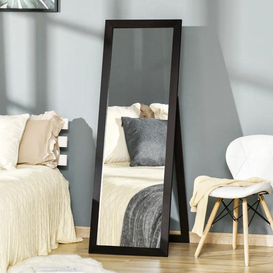 58" x 20" Full Length Mirror, Floor Standing, Rectangular, Brown