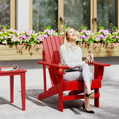 Classic Adirondack Chair, Garden Deck Chair with Cup Holder, Red Patio Chairs at Gallery Canada