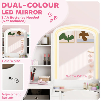 Kids Vanity Table And Chair Set With Lighted Mirror, White Kids Bedroom Furniture at Gallery Canada