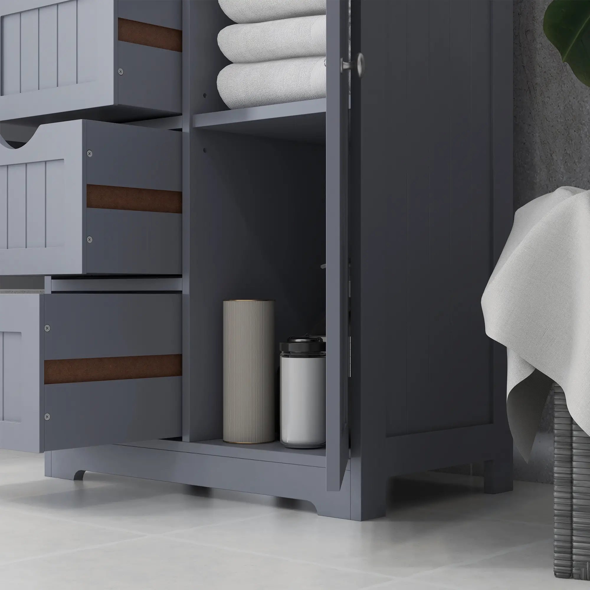 Bathroom Storage Cabinet, Adjustable Shelf, 4 Drawers, Grey Bathroom Cabinets at Gallery Canada