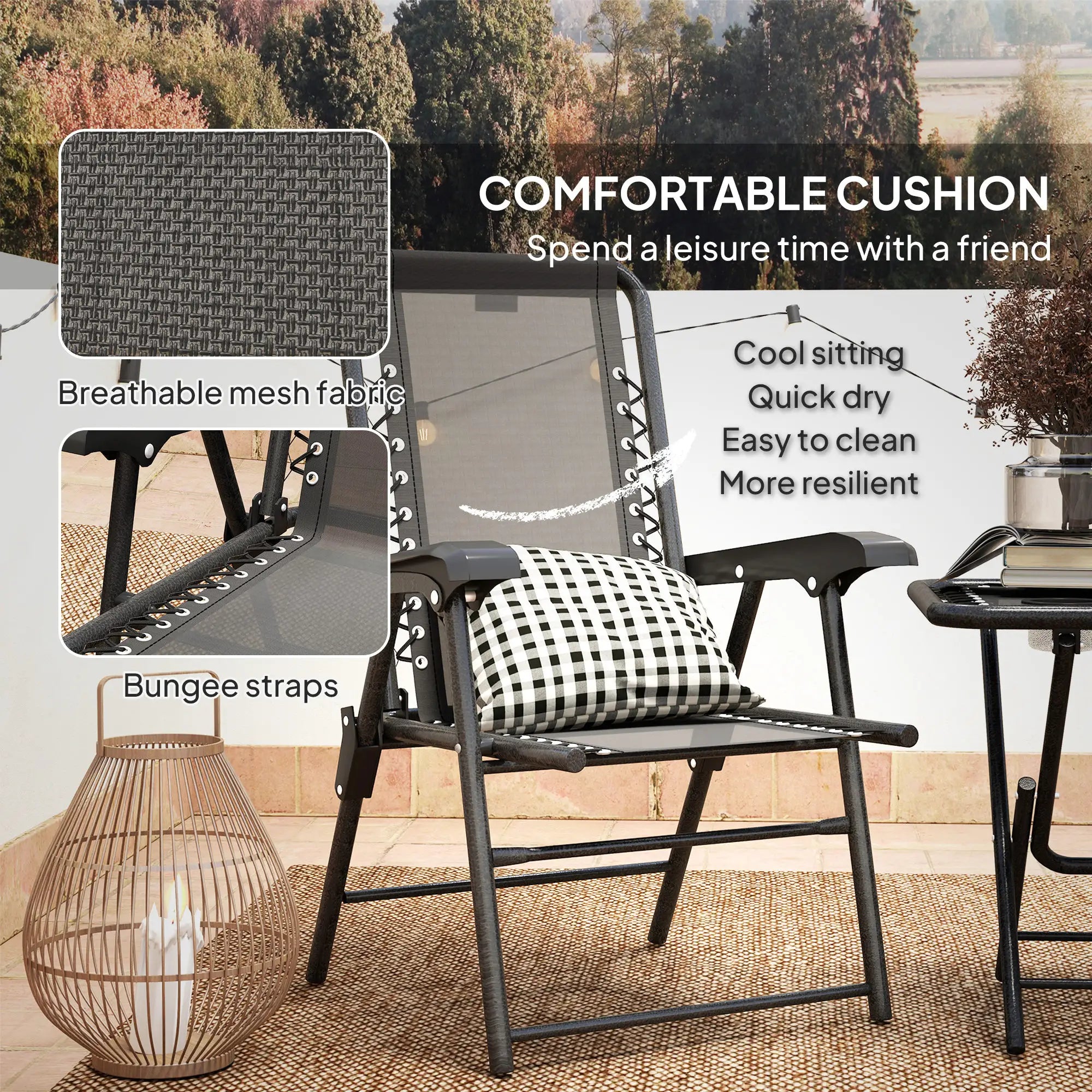 3-Piece Patio Bistro Set, Outdoor Folding Table & Chairs Bistro Sets at Gallery Canada