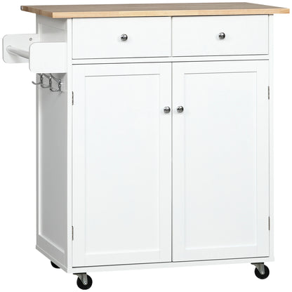 Rolling Kitchen Island with Storage, Adjustable Shelf, White Kitchen Islands & Kitchen Carts White at Gallery Canada