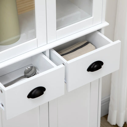 61" Kitchen Pantry Cabinet, Freestanding Farmhouse Style, White Kitchen Pantry Cabinets at Gallery Canada