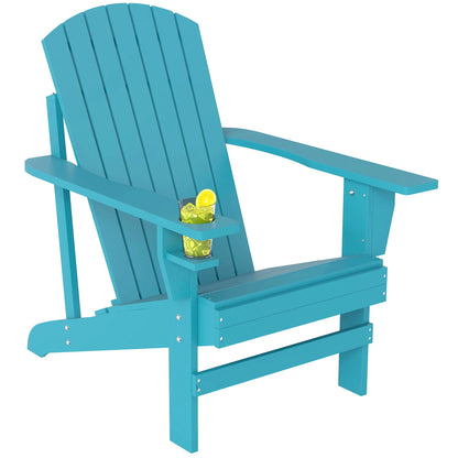 Classic Adirondack Chair, Garden Deck Chair with Cup Holder, Turquoise Patio Chairs at Gallery Canada