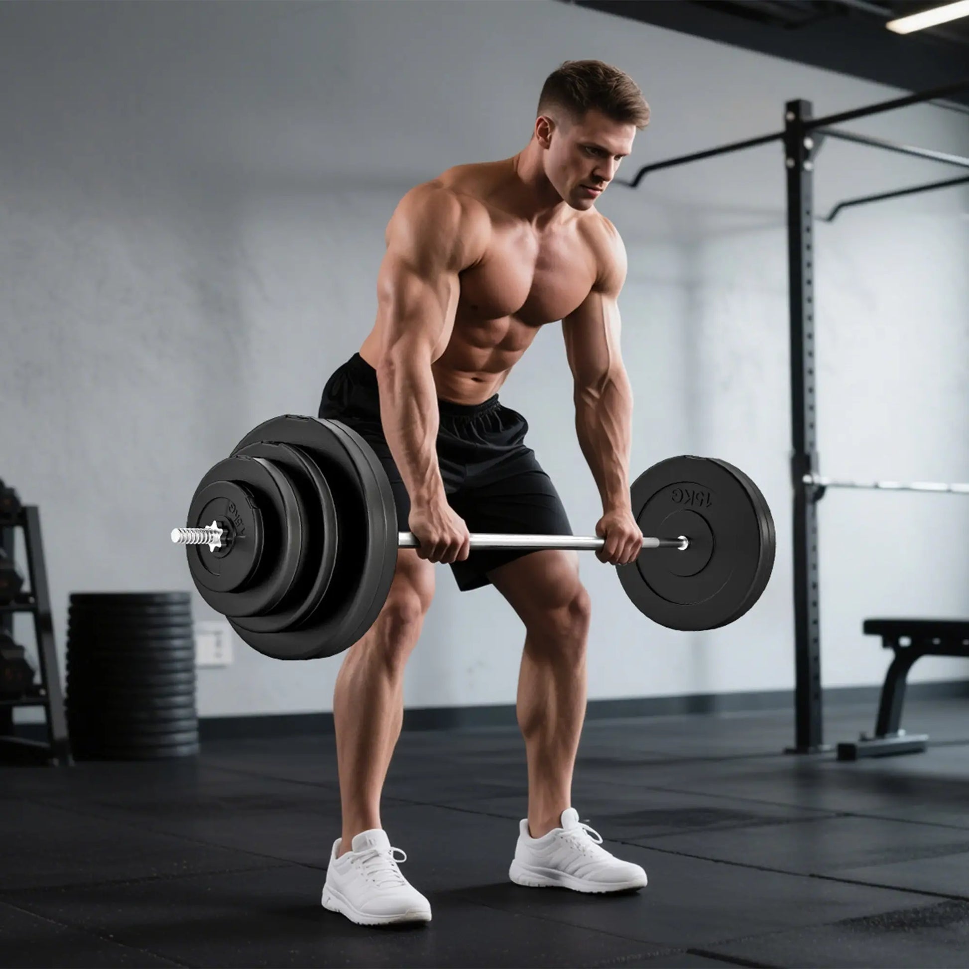 154 lbs Barbell Weight Set, Adjustable Weights, 67" Barbell Bar Dumbbells & Barbells at Gallery Canada