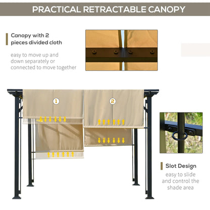 12' x 10' Outdoor Gazebo, Retractable Canopy, Steel Frame, Beige Pergolas at Gallery Canada