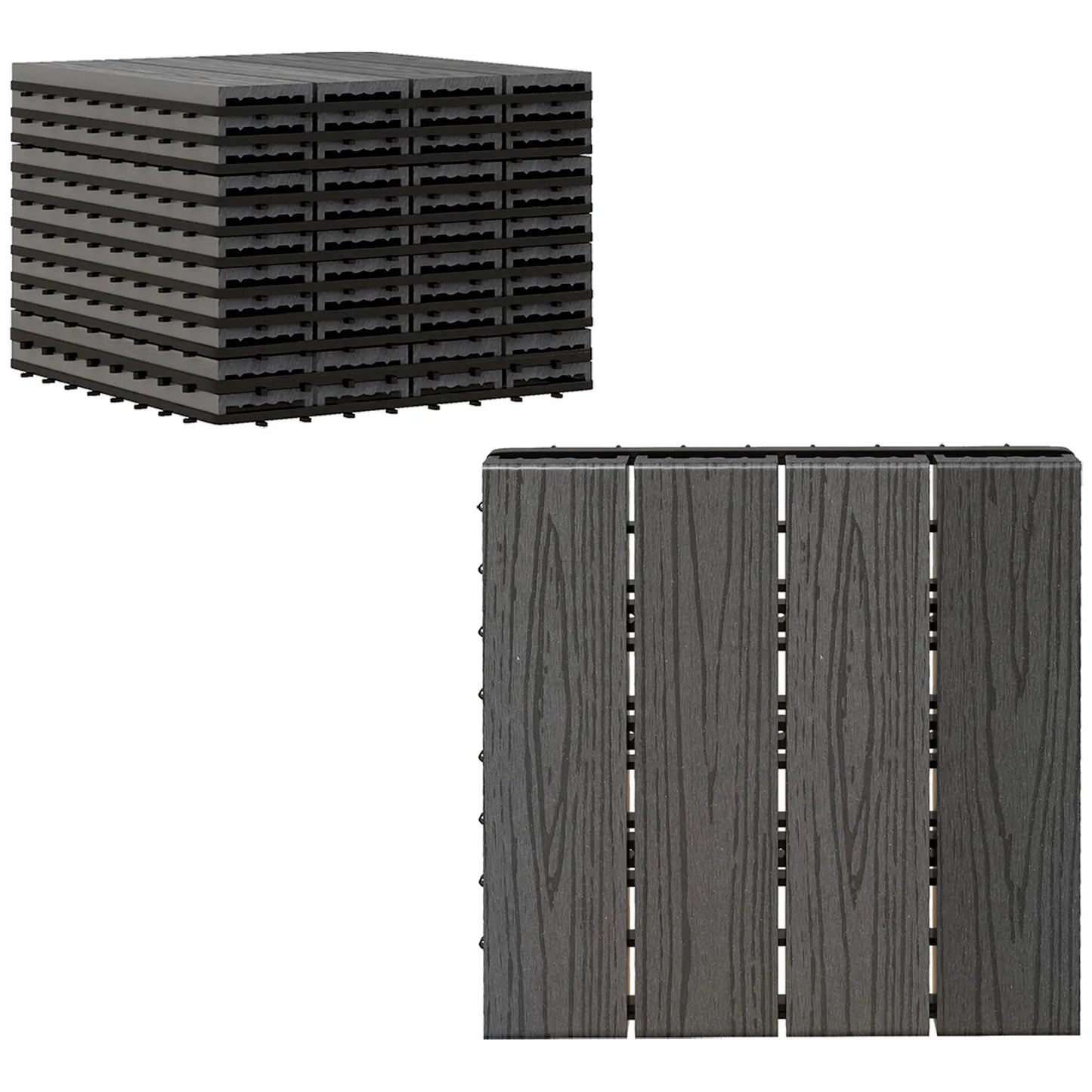 Outdoor Tiles, 11 Pack 12" x 12" WPC Interlocking Deck Tiles Deck Tiles at Gallery Canada