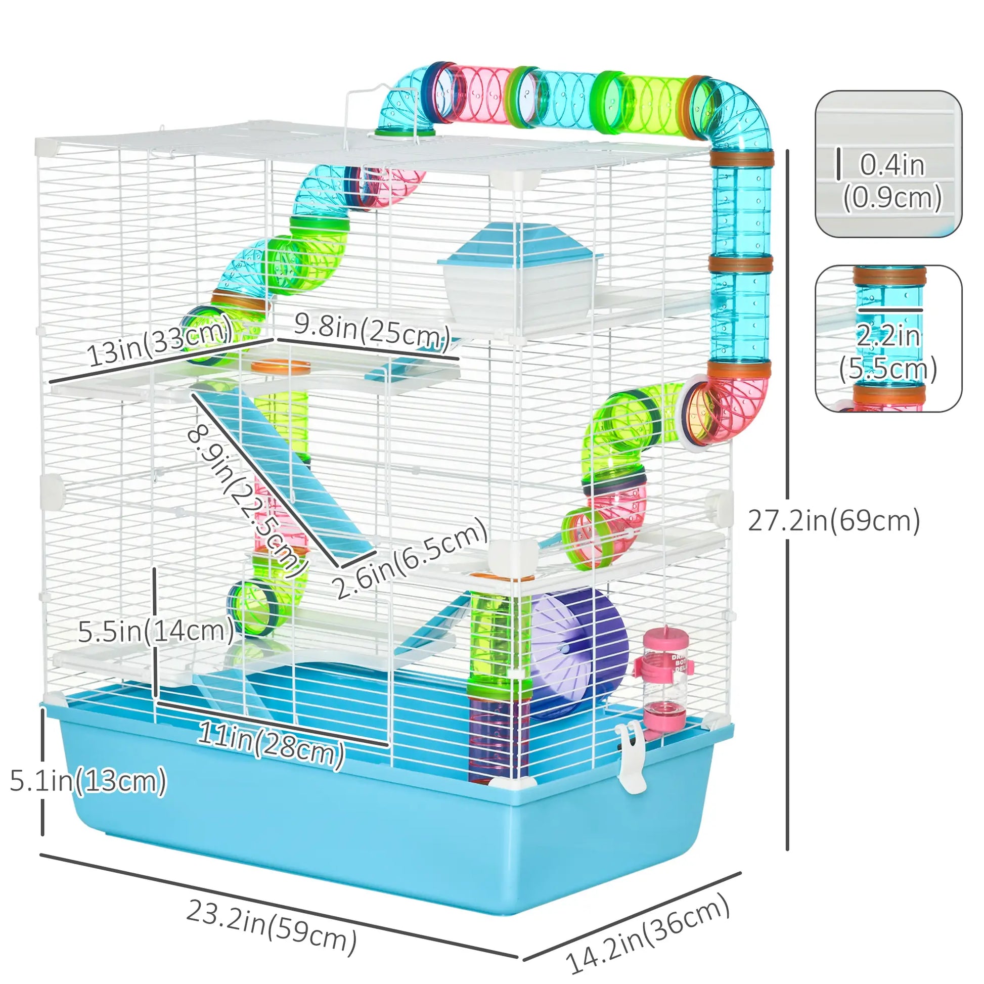 23" Large Hamster Cage, Small Animal House, 5-Level, Light Blue Hamster Cages at Gallery Canada