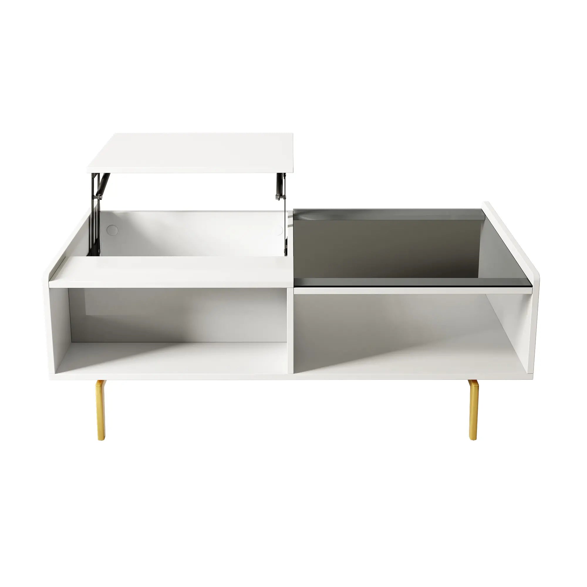 LED Coffee Table, Glass Top with Storage, 43.5