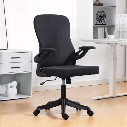 Ergonomic Office Chair, Adjustable Lumbar Support, Flip Up Armrests, Black