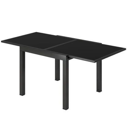 Aluminum Expandable Dining Table, Tempered Glass Tabletop, Black Patio Dining Tables Black at Gallery Canada
