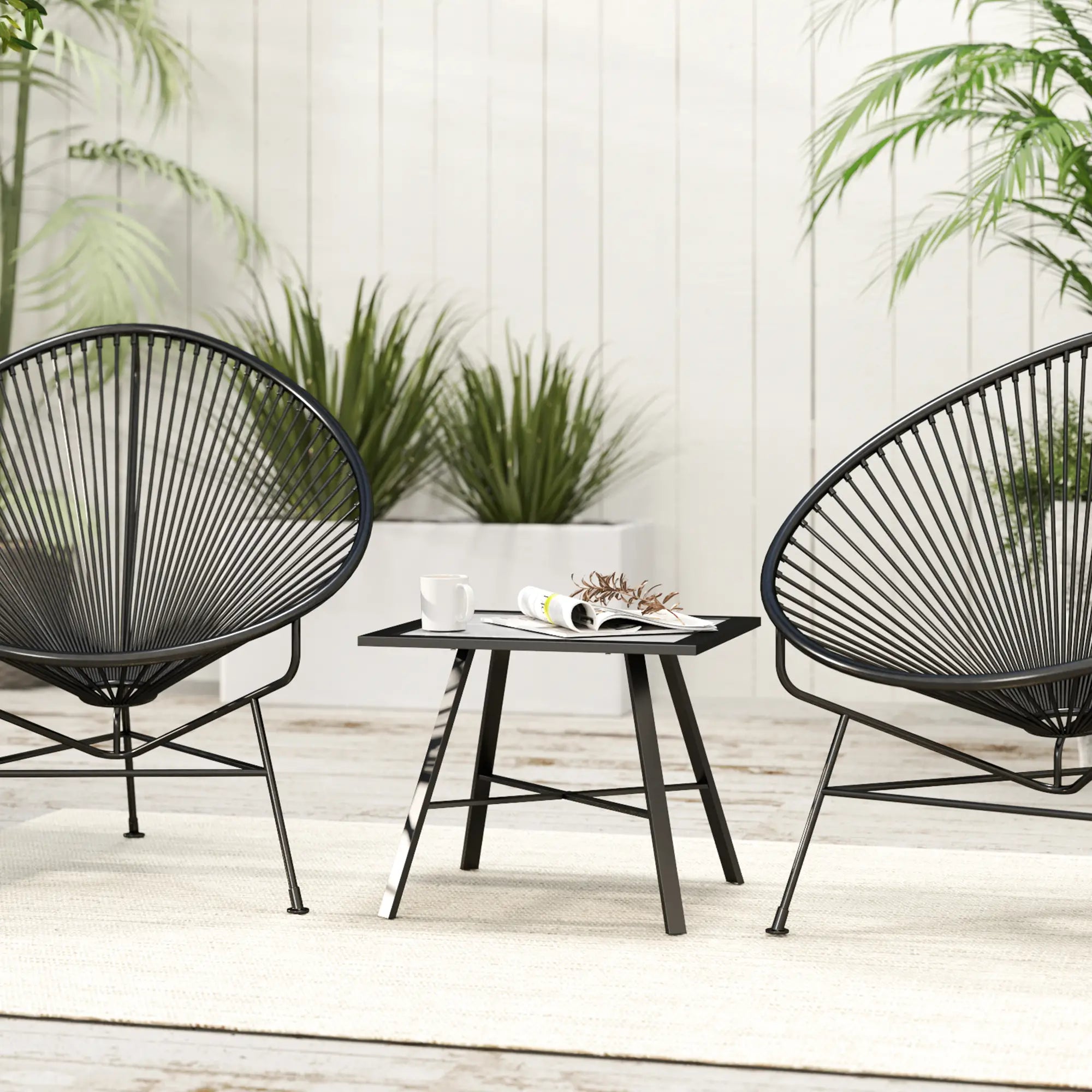 Small Outdoor Side Table, SPC Tabletop, Grey Patio Side Tables at Gallery Canada