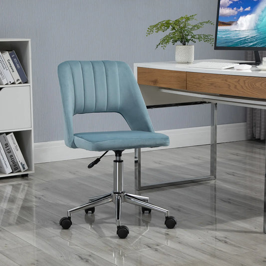 Mid Back Office Chair, Velvet Fabric, Swivel, Scallop Shape, Sky Blue Office Chairs Sky Blue at Gallery Canada