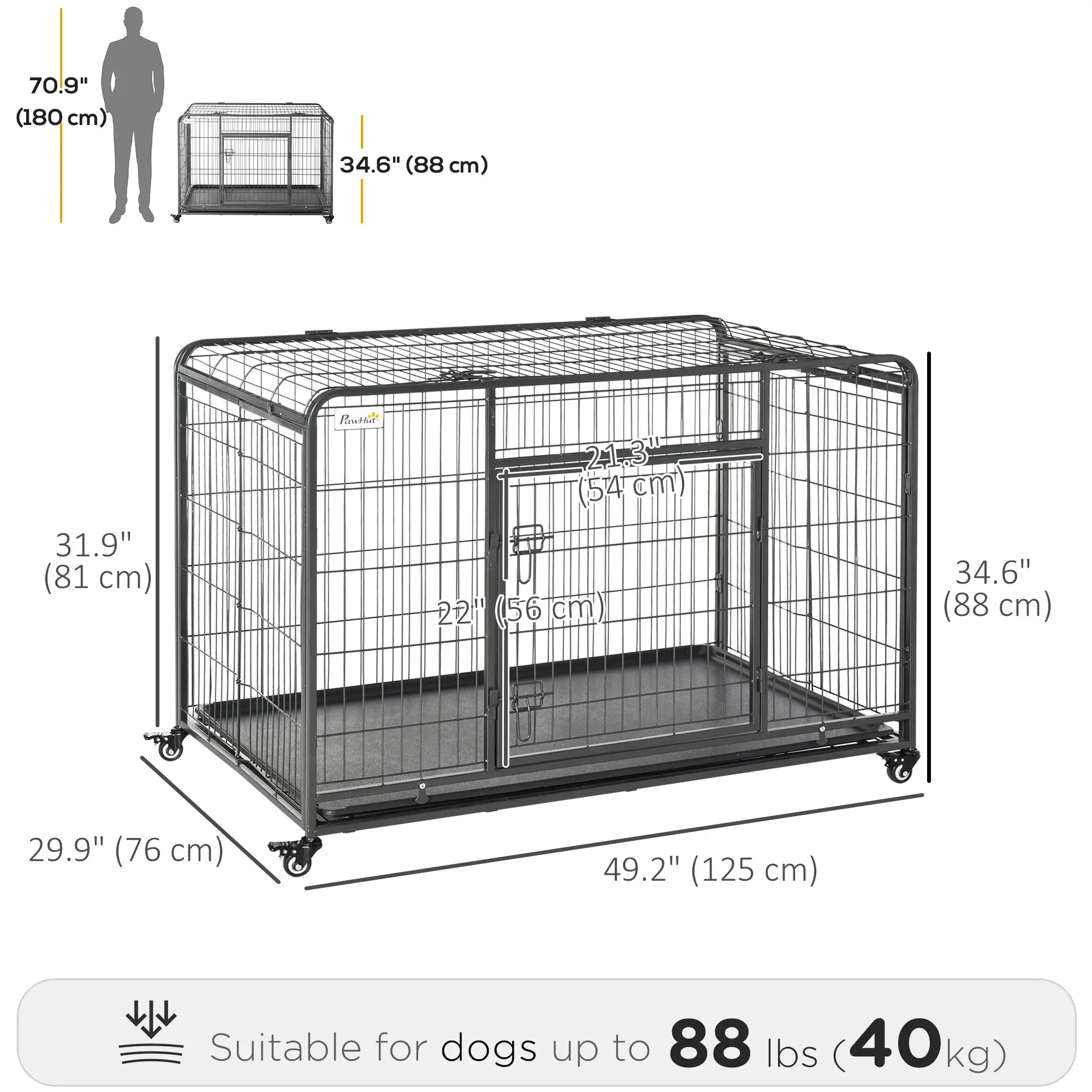 Heavy Duty Folding Dog Crate, Extra Large, 49