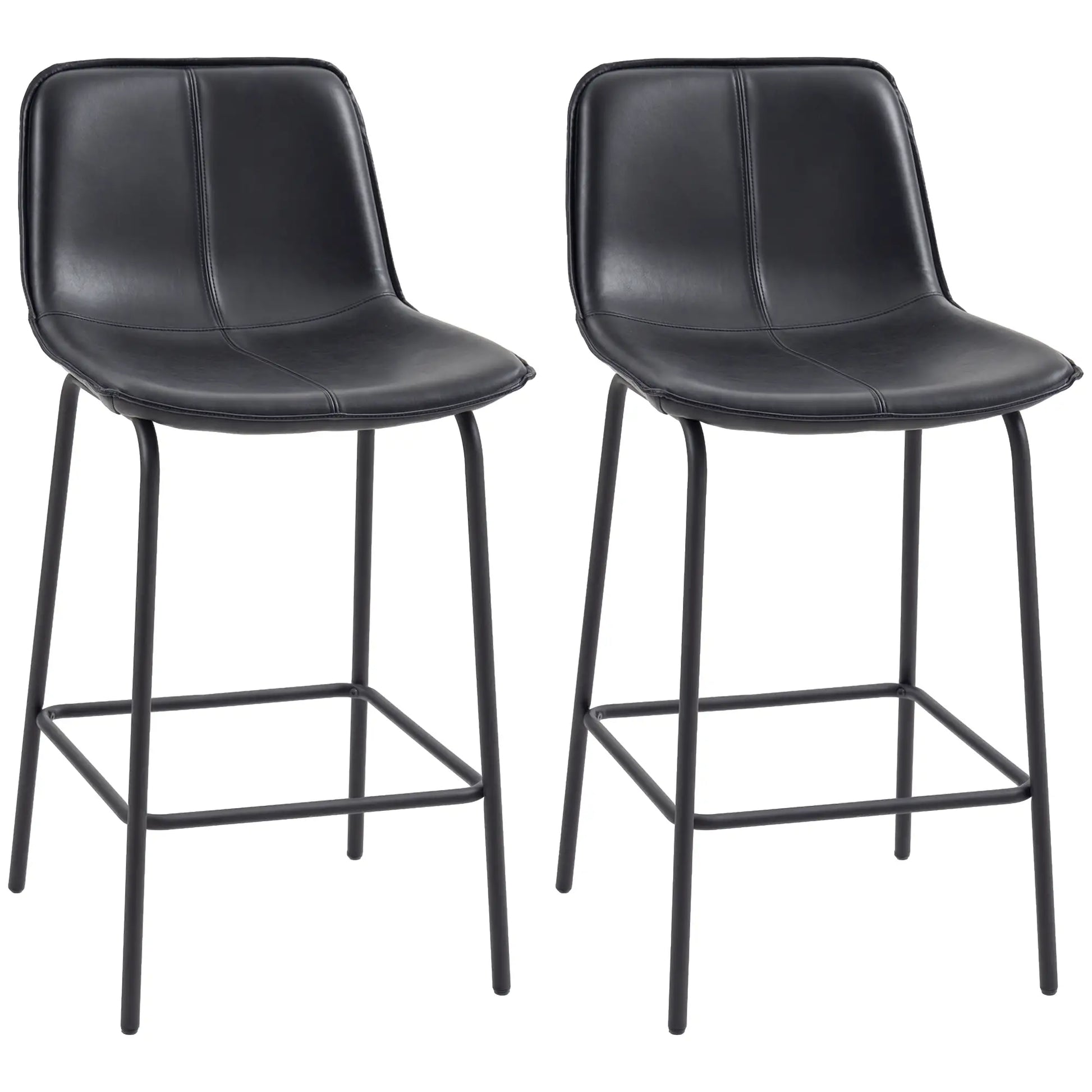 Bar Stools Set of 2, Upholstered Counter Height Bar Chairs, Kitchen Stools with Steel Legs Bar Stools at Gallery Canada