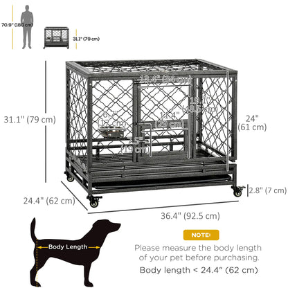 Heavy Duty Dog Crate With Wheels, Openable Top, Removable Tray, 36.4" x 24.4" x 31.1" Houses, Kennels & Pens at Gallery Canada