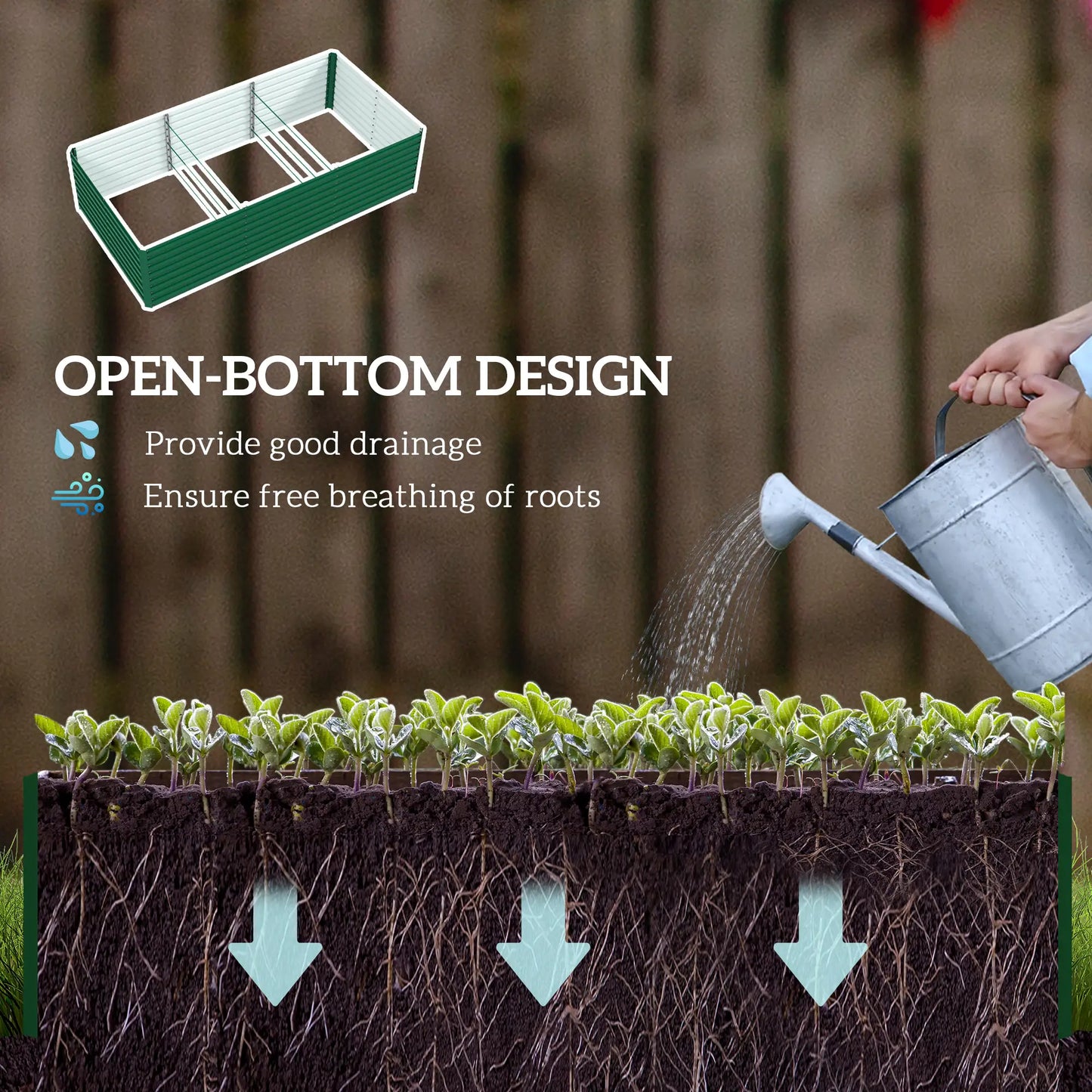 8' x 4' x 2' Raised Garden Bed, Galvanized Planter Box, Green Raised Garden Beds at Gallery Canada