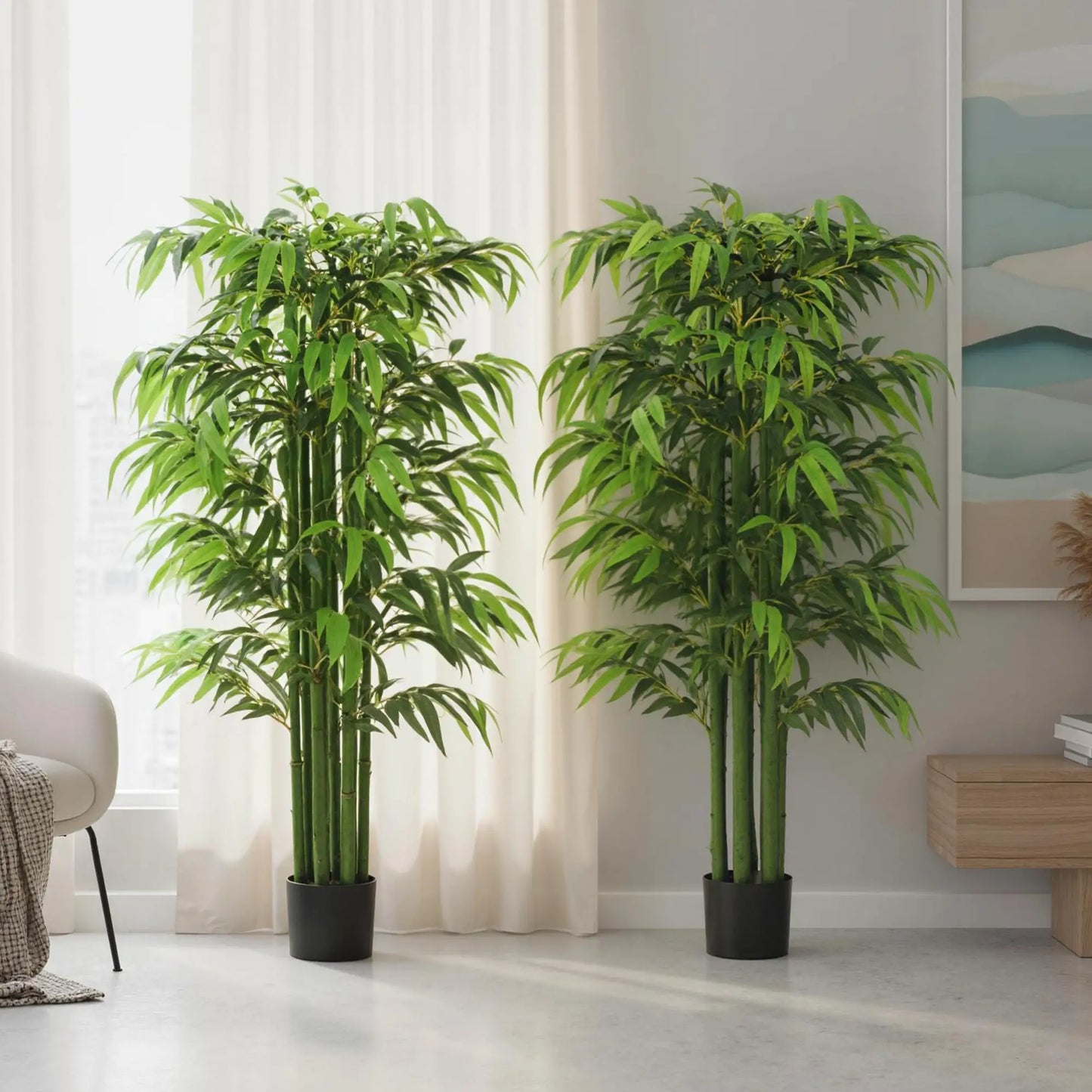 5.3ft Artificial Bamboo Tree Set Of 2, Indoor Fake Plant With Pot Artificial Trees at Gallery Canada