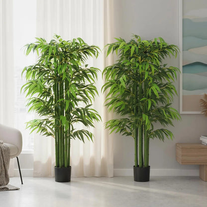 5.3ft Artificial Bamboo Tree Set Of 2, Indoor Fake Plant With Pot Artificial Trees at Gallery Canada