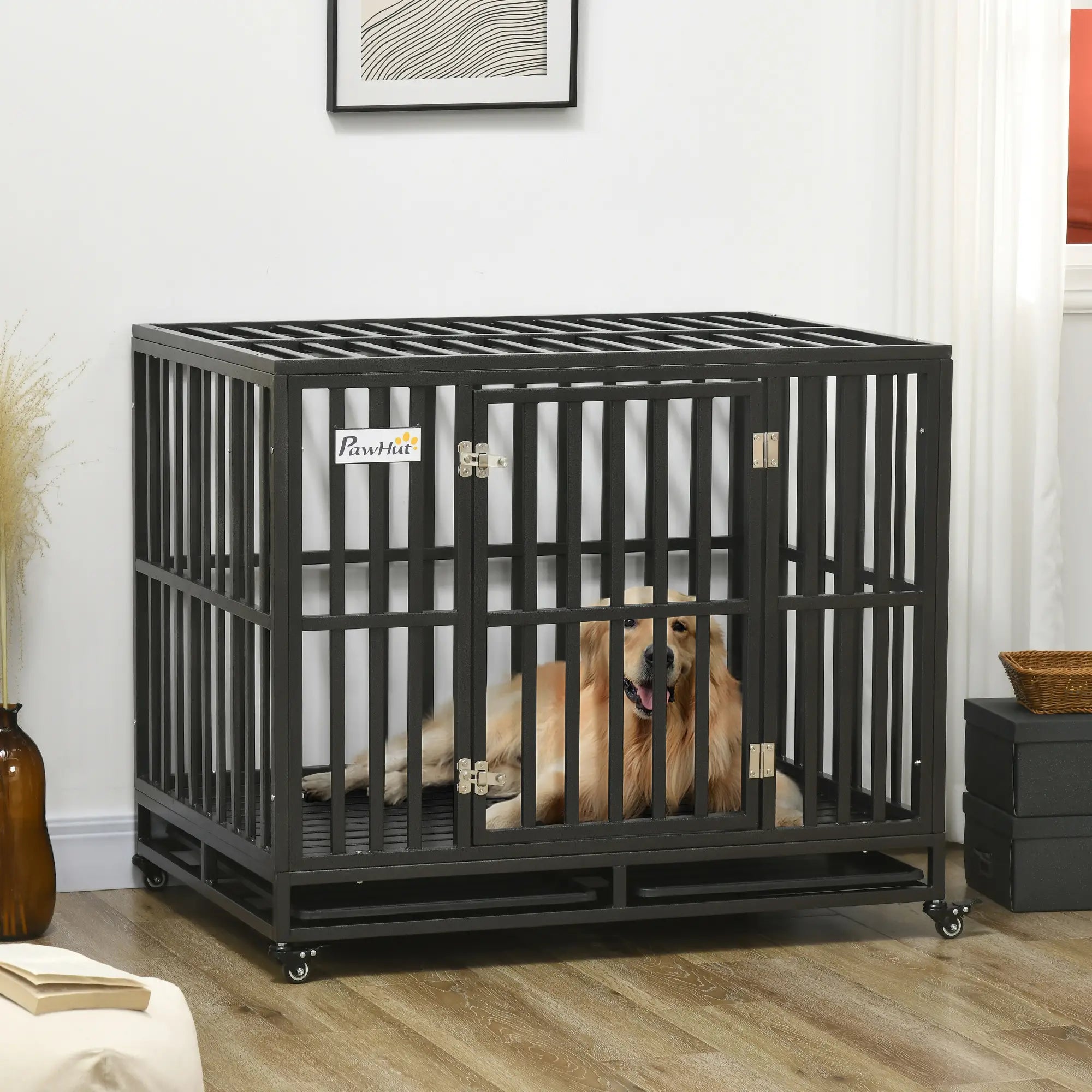41 Heavy Duty Steel Dog Crate, Pet Cage with Wheels, Black Houses, Kennels & Pens at Gallery Canada