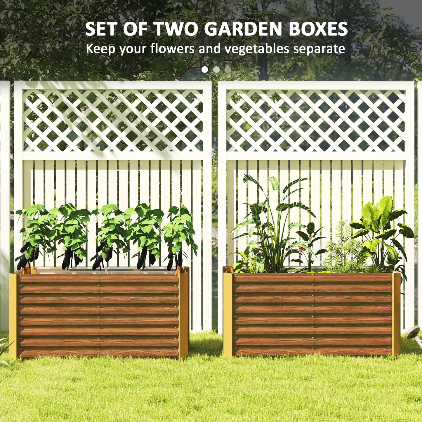 Set of 2 Galvanized Metal Planters, 4' x 2' x 2', Distressed Dark Brown, Dark Brown Raised Garden Beds at Gallery Canada