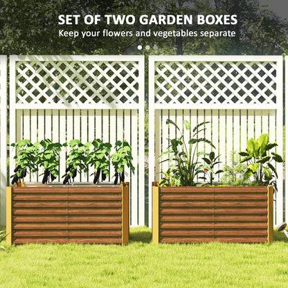 Set of 2 Galvanized Metal Planters, 4' x 2' x 2', Distressed Dark Brown, Dark Brown Raised Garden Beds at Gallery Canada