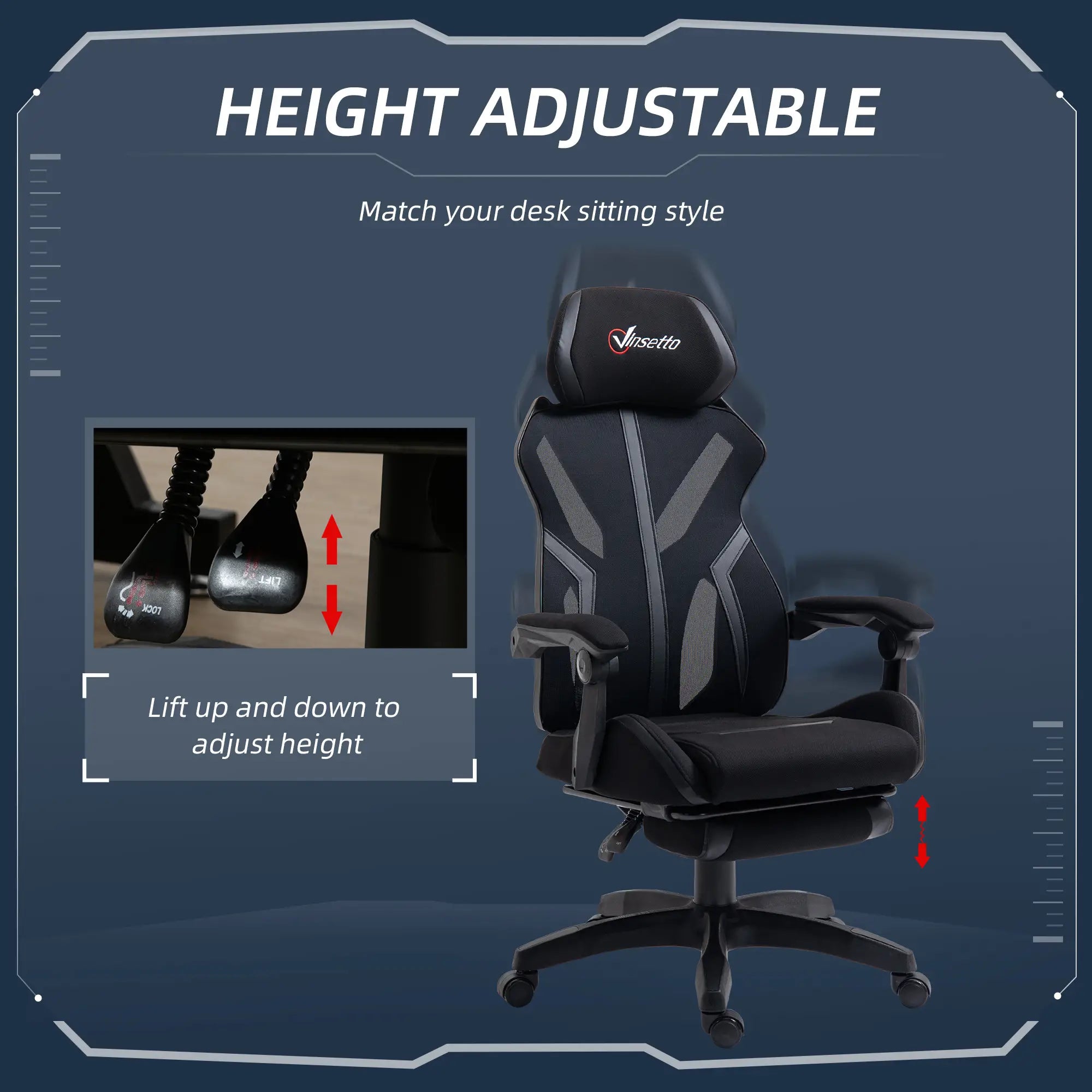 Gaming Chair, Ergonomic Computer Chair with Footrest, Headrest, Black Video Game Chairs at Gallery Canada