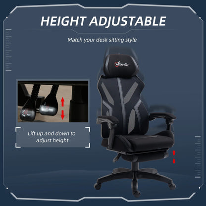 Gaming Chair, Ergonomic Computer Chair with Footrest, Headrest, Black Video Game Chairs at Gallery Canada