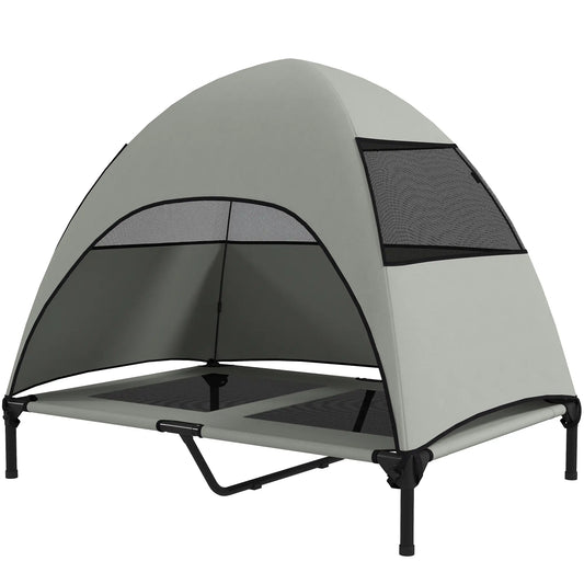 Elevated Dog Bed With Canopy, Washable Mesh, Steel Frame, 41.7" x 29.9" x 39", Light Grey Elevated Dog Beds Light Grey, Black at Gallery Canada