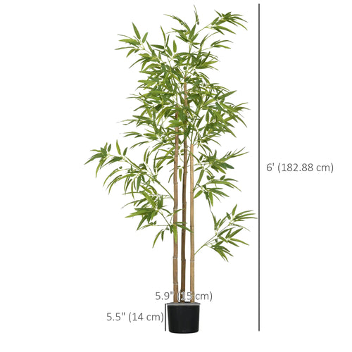 Set of 2 6ft Artificial Bamboo Tree, Indoor with Pot, Home Office Decor
