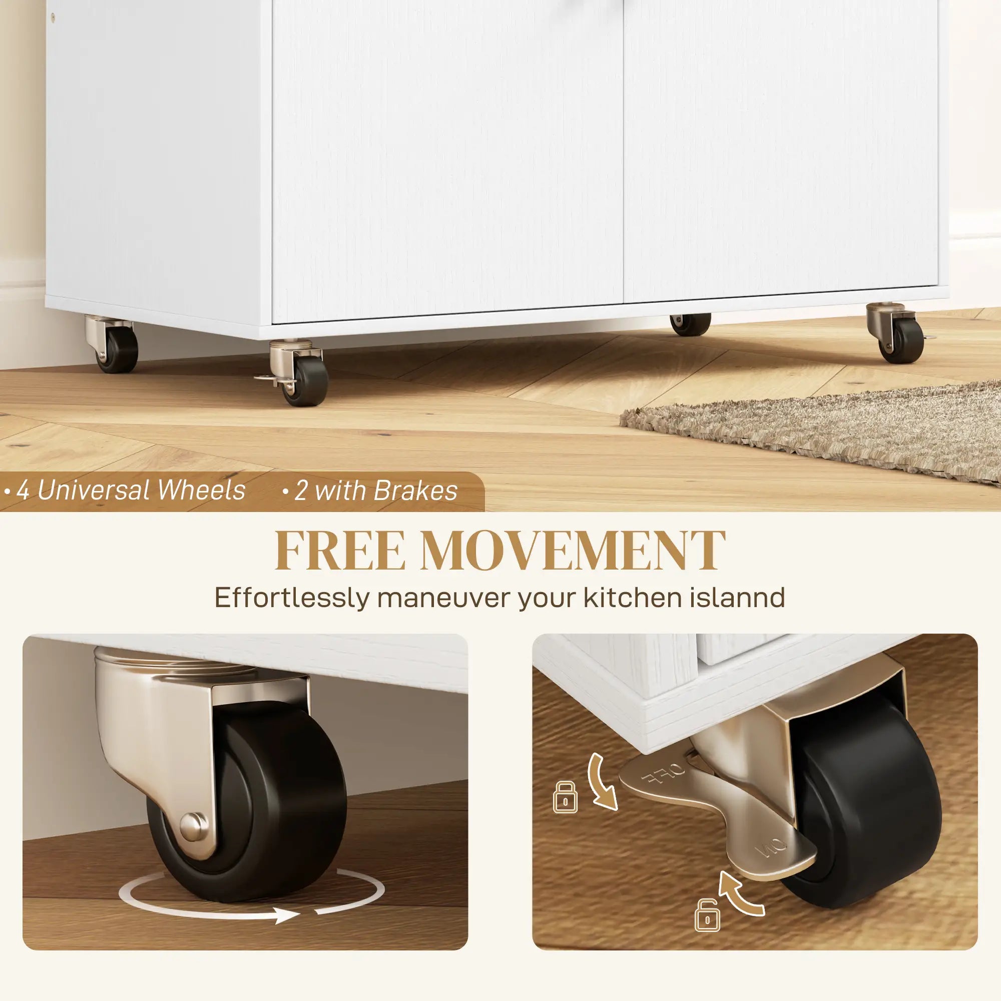 Rolling Kitchen Island With Drop Leaf, Storage Cart With Drawer, White Kitchen Islands & Kitchen Carts at Gallery Canada