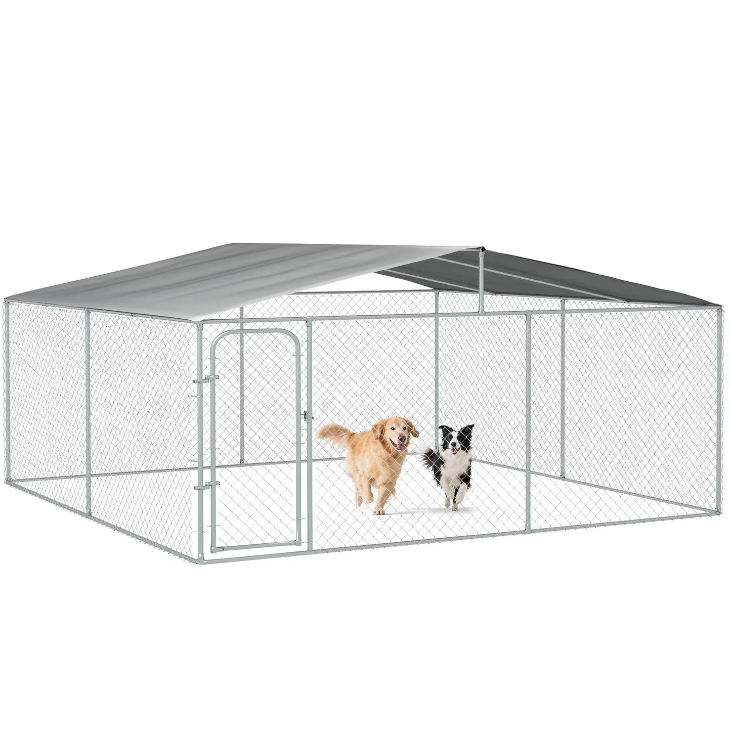 Outdoor Dog Kennel, Heavy Duty Playpen, Secure Lock, Cover, 15.1' x 15.1' x 7.5' Houses, Kennels & Pens at Gallery Canada