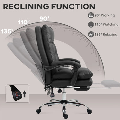 Executive Office Chair, 6 Point Massage and Heat, Microfibre Reclining with Footrest, Black Massage Chairs at Gallery Canada