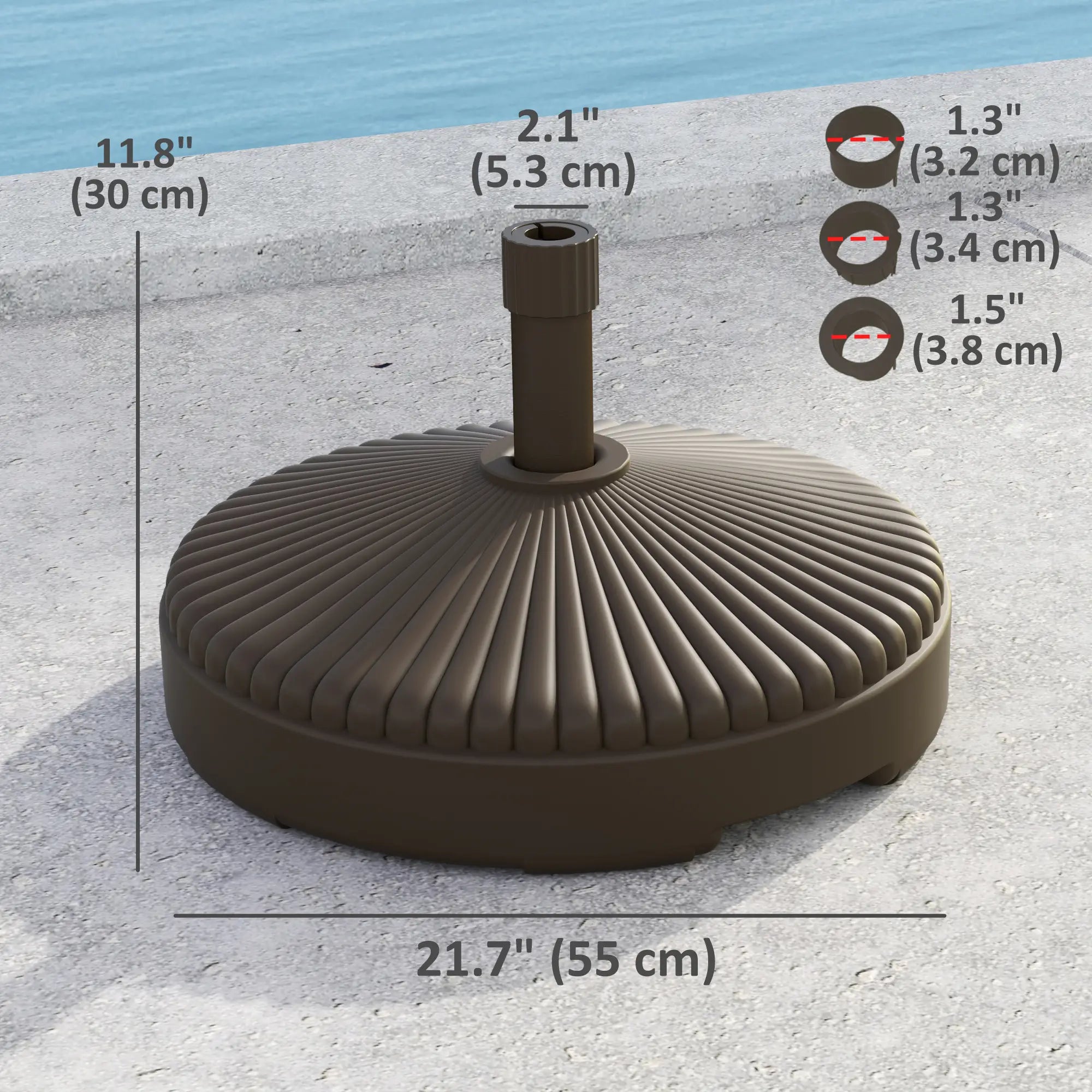 Round Patio Umbrella Base, Holds 62lbs, for Garden, Poolside, Brown Umbrella Bases at Gallery Canada