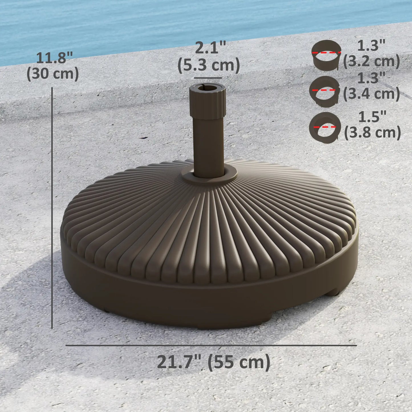 Round Patio Umbrella Base, Holds 62lbs, for Garden, Poolside, Brown Umbrella Bases at Gallery Canada