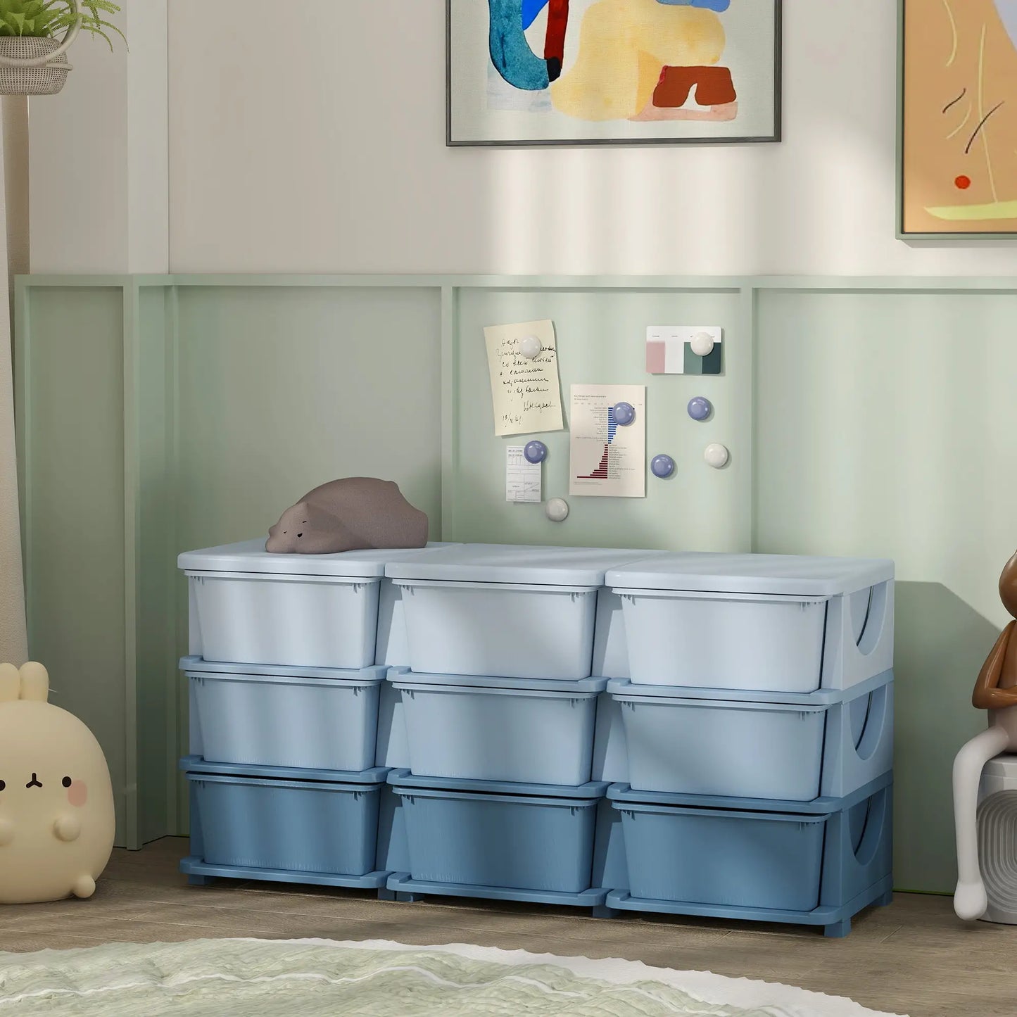 3 Tier Kids Toy Organizer, 9 Plastic Drawers, Blue Baby & Kids Storage at Gallery Canada