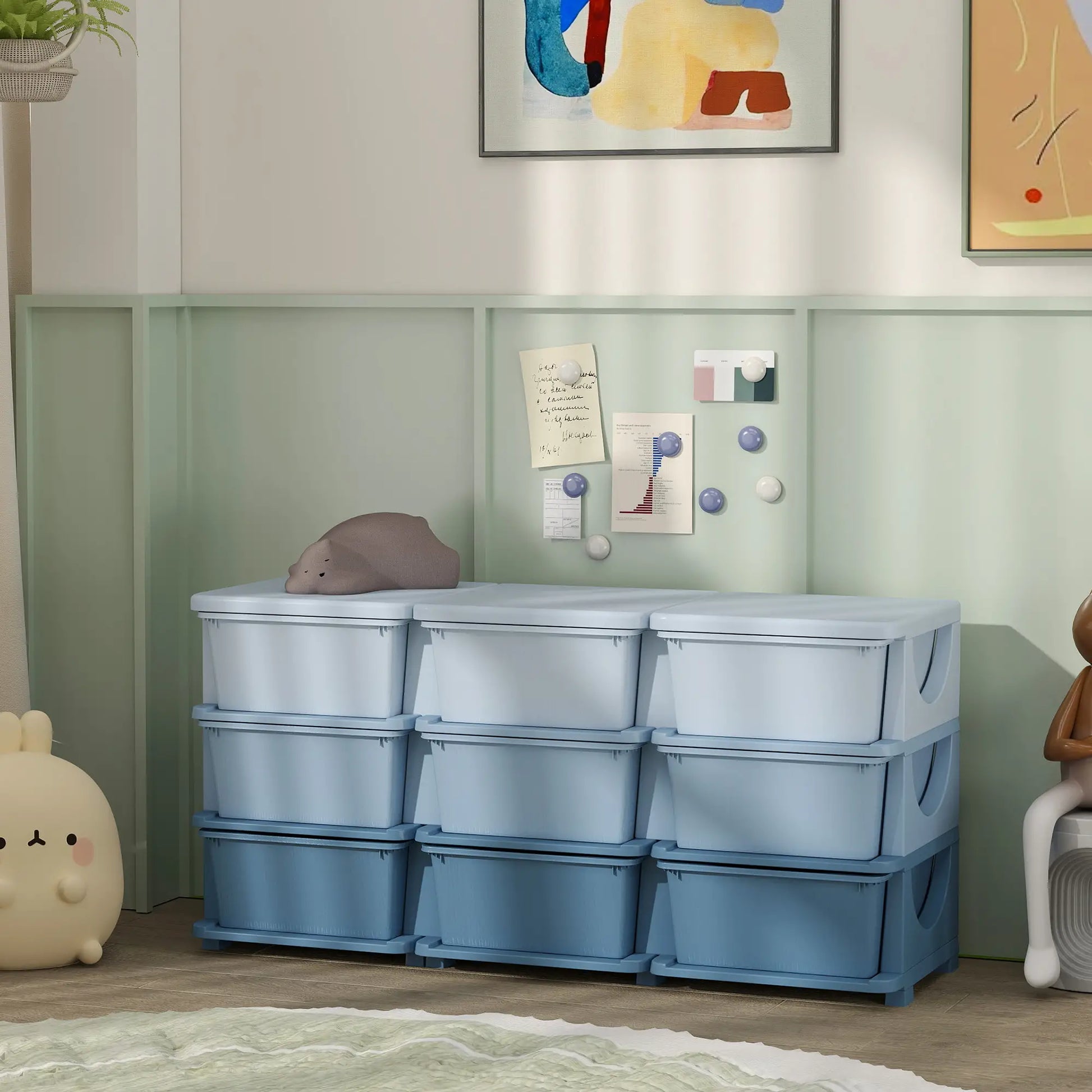 3 Tier Kids Toy Organizer, 9 Plastic Drawers, Blue Baby & Kids Storage at Gallery Canada