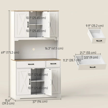 Tall Kitchen Pantry, 6 Doors, 2 Drawers, Adjustable Shelves, White Kitchen Pantry Cabinets at Gallery Canada