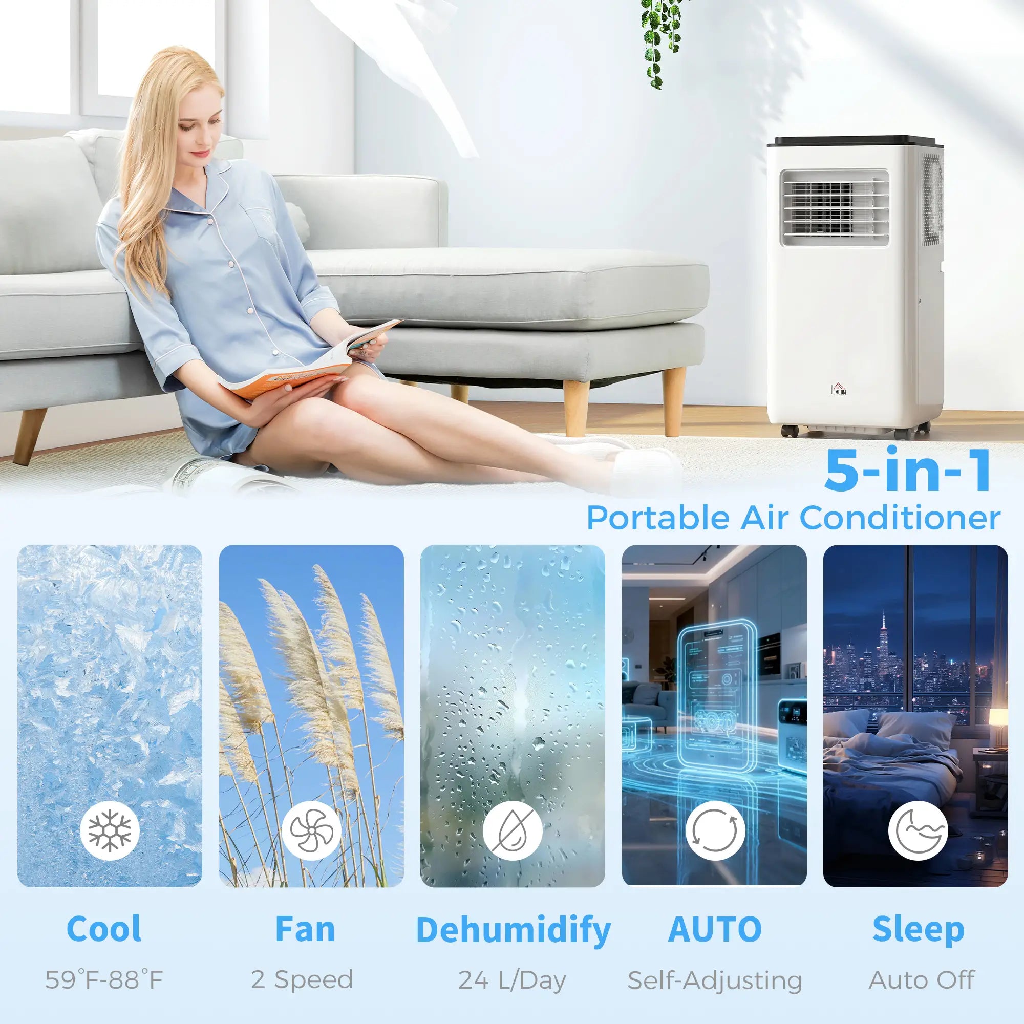 10,000 BTU Mobile Air Conditioner, 440 Sq. Ft., Dehumidifier Fan, White Air Conditioner at Gallery Canada
