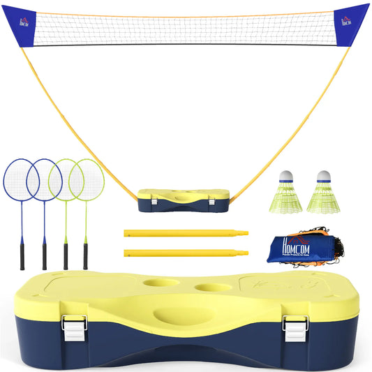 Portable Badminton Net Set, 9.5x5 ft, Foldable, Includes Rackets, Shuttlecocks