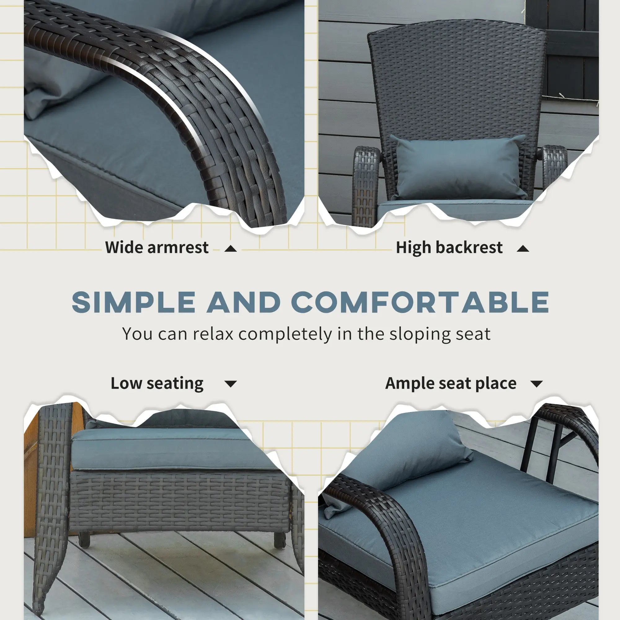 PE Rattan Adirondack Chair, Outdoor Fire Pit Chair with Cushions, Light Grey Patio Chairs at Gallery Canada