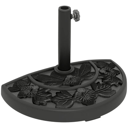 21 lbs Concrete Half Umbrella Base, Flower-Leaf Design, Black Umbrella Bases at Gallery Canada