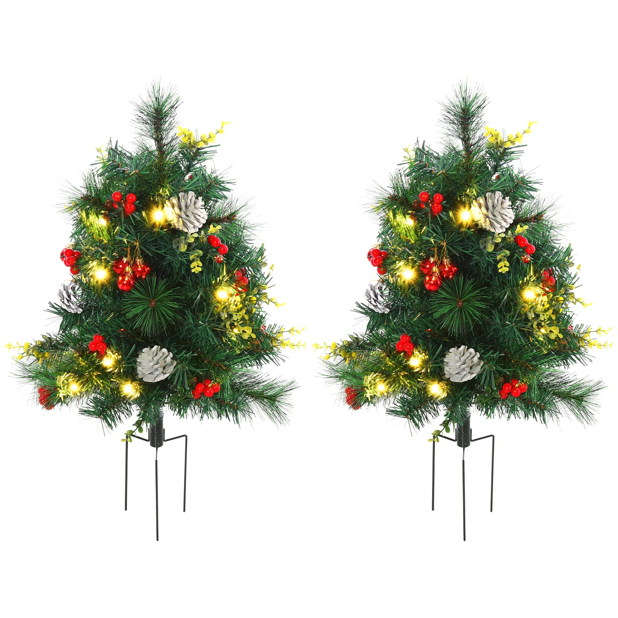 2.5ft Prelit LED Mini Christmas Tree, Pine Needles Pinecones Decor, Berry Pre Lit Christmas Trees at Gallery Canada