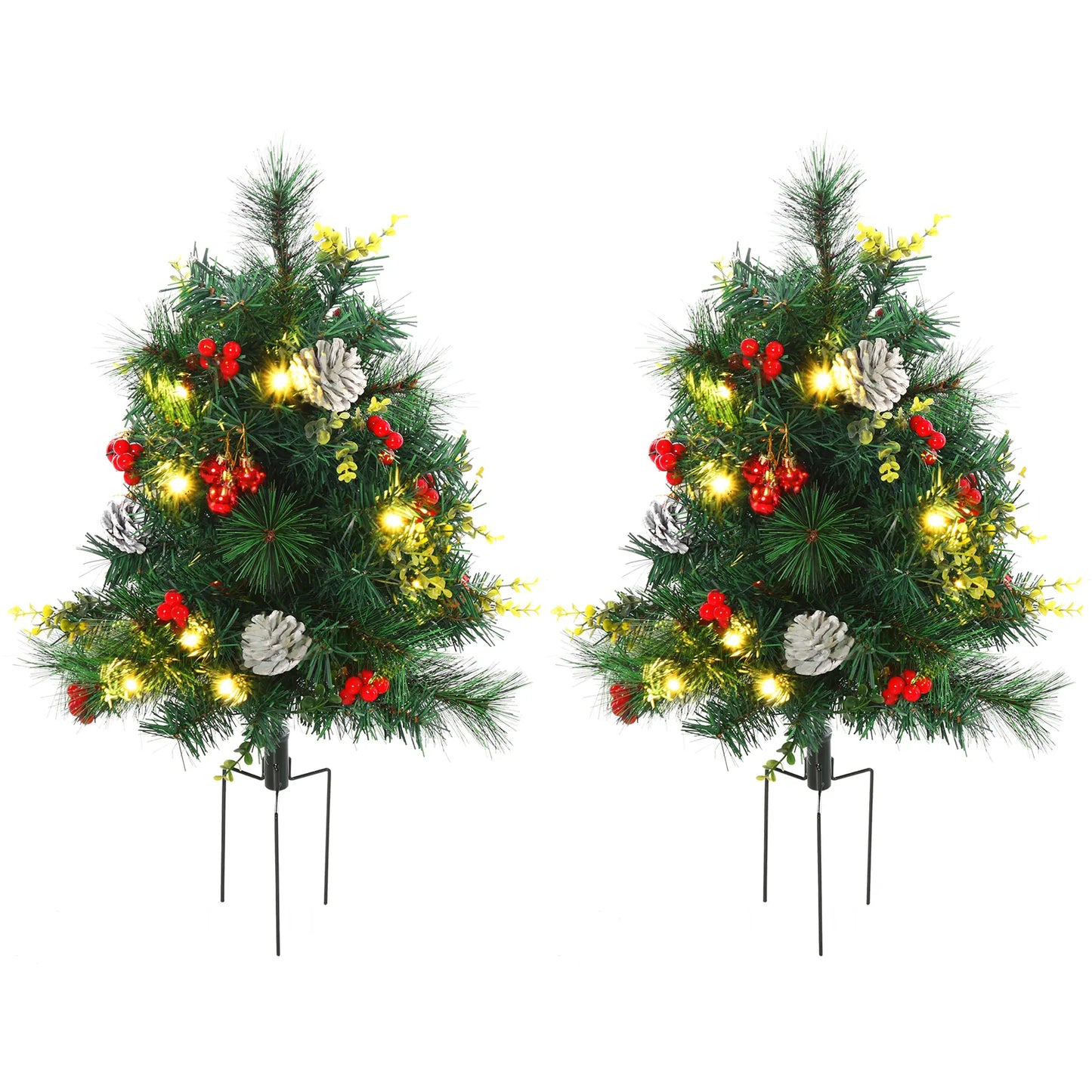 2.5ft Prelit LED Mini Christmas Tree, Pine Needles Pinecones Decor, Berry Pre Lit Christmas Trees at Gallery Canada
