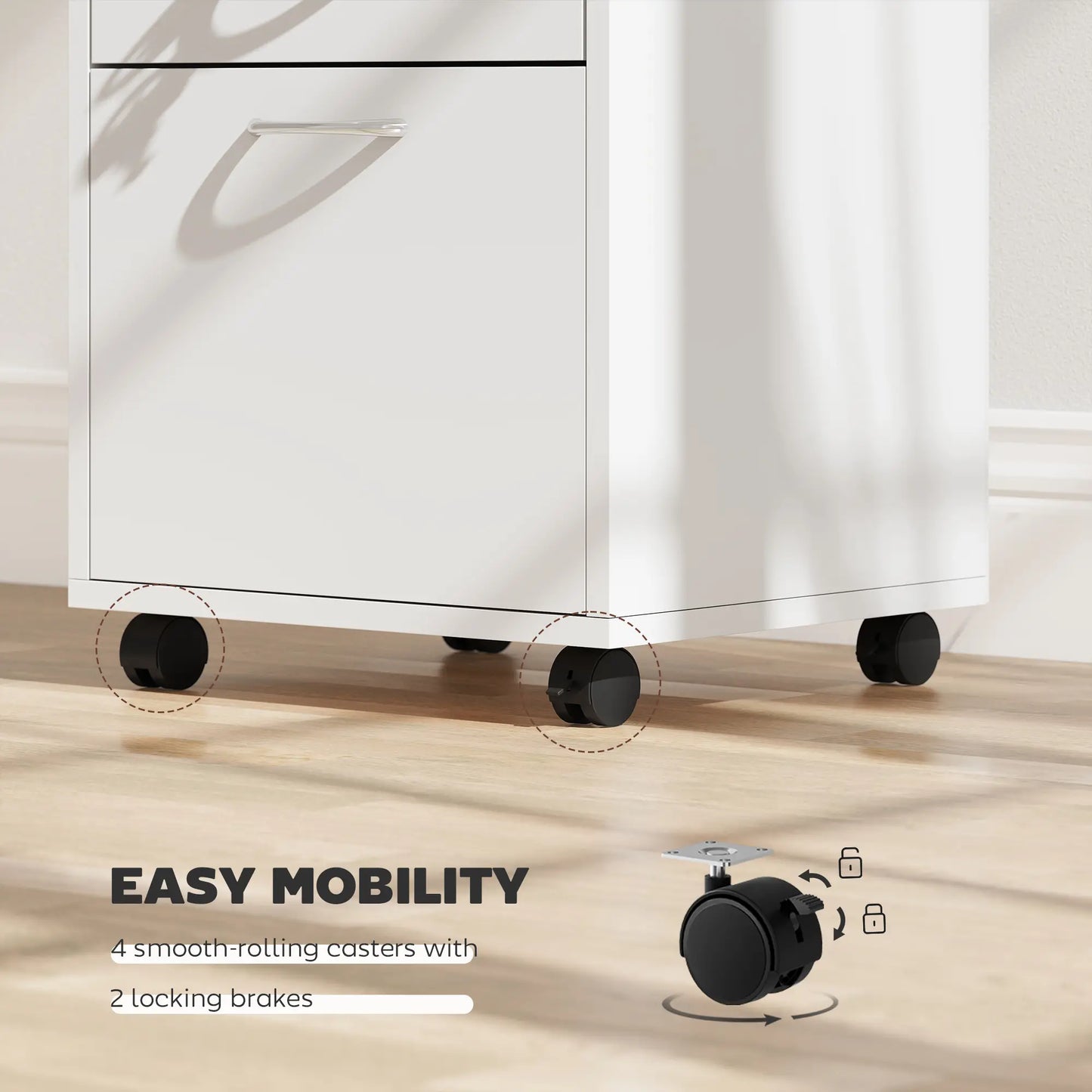 24" Vertical Filing Cabinet with Lock, Mobile, White Office Cabinets & Cupboards at Gallery Canada